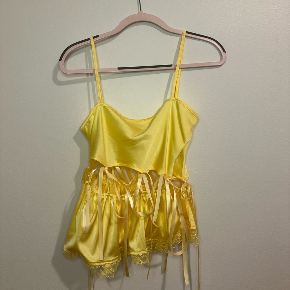 Vibrant Yellow Asymmetrical Tie Front Camisole